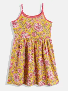 Indo Era Floral Print A-Line Cotton Dress