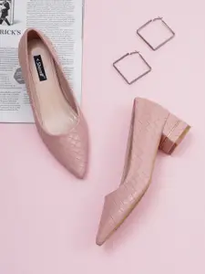 Sherrif Shoes Pointed Toe Textured Block Pumps