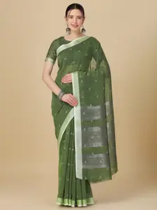 elora Ethnic Motif Woven Design Zari Linen Saree