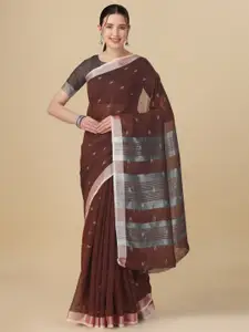elora Ethnic Motif Woven Design Zari Linen Saree