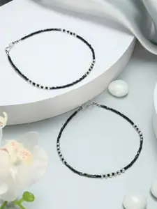 Jazz and Sizzle Silver-Plated Beaded Anklets