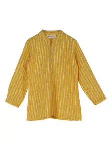 My Little Lambs Boys Geometric Printed Mandarin Collar Kurta