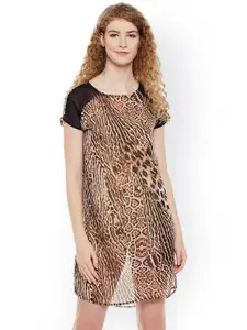 Oxolloxo Brown & Black Animal Print Night Dress W17122WNW001