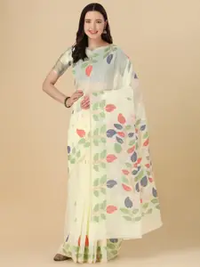 elora Floral Motif Woven Design Cotton Saree