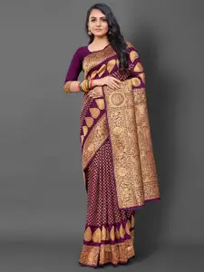 Mitera Ethnic Motifs Woven Design Zari Silk Blend Banarasi Saree