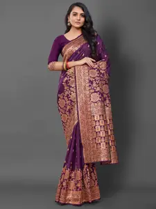 Mitera Ethnic Motifs Woven Design Zari Silk Blend Banarasi Saree