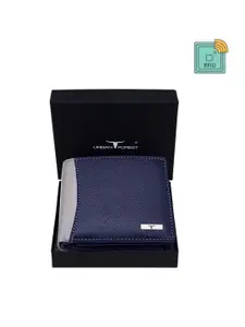 URBAN FOREST Men Textured Leather RFID Two Fold Wallet