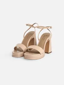 Call It Spring Beige Party Block Sandals