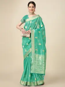 Mitera Floral Woven Design Embellished Silk Cotton Saree