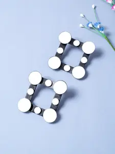 Golden Peacock Geometric Drop Earrings