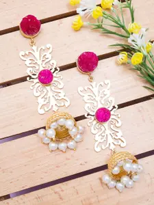 Golden Peacock Gold Plated Floral Drop Earrings