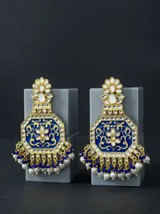 Golden Peacock Gold-Plated Floral American Diamond Drop Earrings