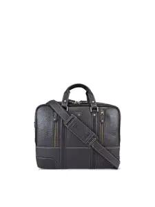 Da Milano Unisex Textured Leather 14 Inch Laptop Bag