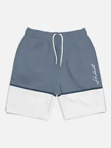 HELLCAT Boys Blue Colourblocked Sports Cotton Shorts