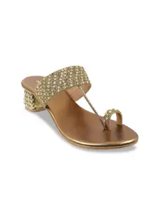 Metro Embellished Open One Toe Block Heels