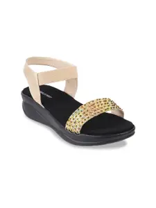 WALKWAY by Metro Embellished Open Toe Wedge Sandals With Backstrap