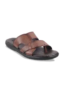 Metro Men Open Toe Textured Leather Comfort Sandals