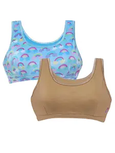 DChica Pack of 2 Full Coverage Cotton Sports Bra