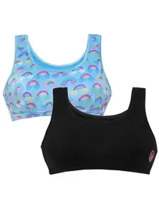 DChica Pack Of 2 Printed Non-Padded Non-Wired All Day Comfort Workout Bra