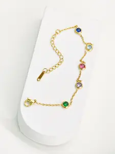 PALMONAS Gold-Plated Stone Studded Link Bracelet