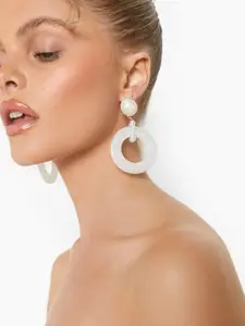 Boohoo Women Stone Studded Circular Drop Earrings