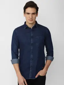 VAN HEUSEN DENIM LABS Spread Collar Slim Fit Opaque Pure Cotton Casual Shirt