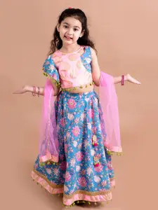 pspeaches Girls Floral Printed Ready to Wear Lehenga & Blouse With Dupatta