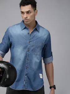 The Roadster Life Co. Ombre Faded Pure Cotton Chambray Casual Shirt