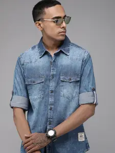 The Roadster Life Co. Solid Pure Cotton Chambray Casual Shirt