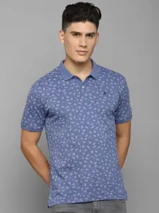 Louis Philippe Jeans Floral Micro Ditsy Printed Polo Collar Slim Fit Pure Cotton T-shirt