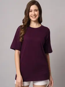 Funday Fashion Drop-Shoulder Sleeves Pure Cotton Loose T-shirt