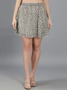 NUEVOSDAMAS Floral Printed Pleated Mini A-Line Skirt