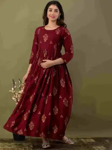 Mialo fashion Floral Printed Fit & Flare Maternity Cotton Ethnic Dress