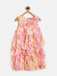 Nauti Nati Girls Abstract Printed Ruffled A-Line Dress