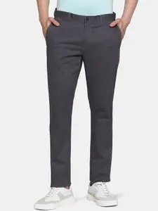 Blackberrys Men Mid-Rise Slim Fit Cotton Plain Trousers