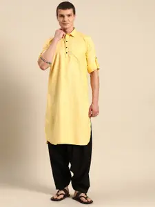 RAJUBHAI HARGOVINDAS Solid Pathani Cotton Kurta
