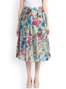 Miss Chase Green Floral Skirt