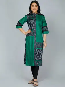 Jevi Prints Geometric Printed Mandarin Collar Pure Cotton Kurta