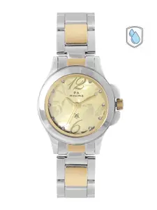 maxima Women Gold Printed Dial & Stainless Steel Bracelet Style Analogue Watch 43074CMLT