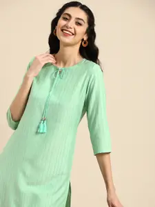 Anouk Green Striped Kurta