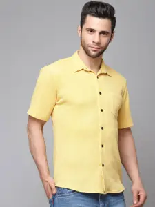 Rigo Men Slim Fit Waffle Textured Cotton Knit Casual Shirt