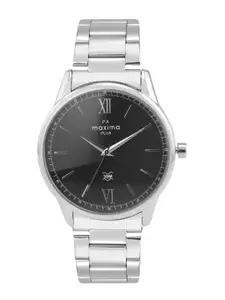 maxima Men Black Brass Dial & Silver Toned Bracelet Style Straps Analogue Watch 65133CMGI