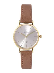maxima Women Gold-Toned Brass Dial & Brown Leather Straps Analogue Watch 62940LMLY