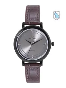 maxima Women Stainless Steel Dial & Leather Straps Analogue Watch 65671LMLB