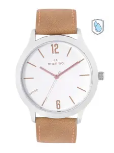 maxima Men Brass Dial & Leather Straps Analogue Watch 65072LMGI