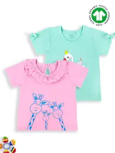 Kidbea Infants Girls Pack Of 2 Printed Bamboo Tops