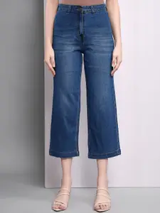GUTI GUTI Women Flared High-Rise Light Fade Stretchable Cropped Jeans