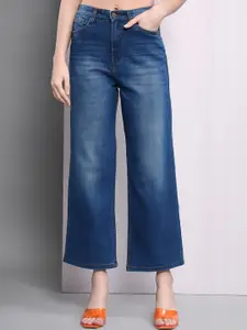 GUTI Women Flared High-Rise Light Fade Stretchable Cropped Jeans