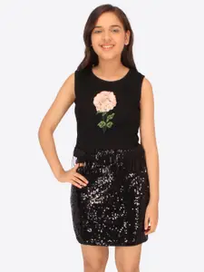CUTECUMBER Girls Embellished Top with Skirt