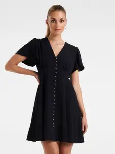Forever New V-Neck Flared Sleeve Mini A-Line Dress
